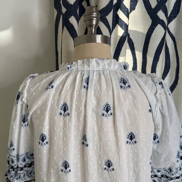 LOFT Border Floral Clip Pleated Blouse - Picture 7 of 11